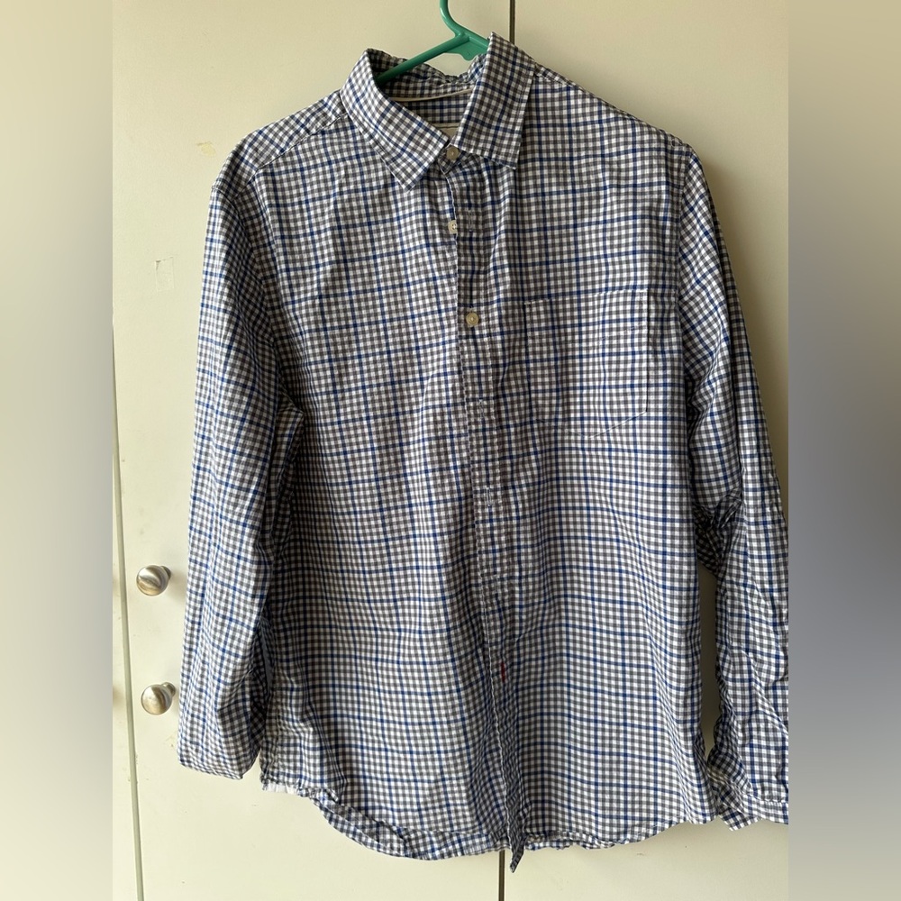 Boden Navy and White Plaid Men's Shirt